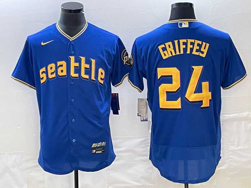 Men%27s Seattle Mariners #24 Ken Griffey Blue 2023 City Connect Flex Base Stitched Jersey->seattle mariners->MLB Jersey